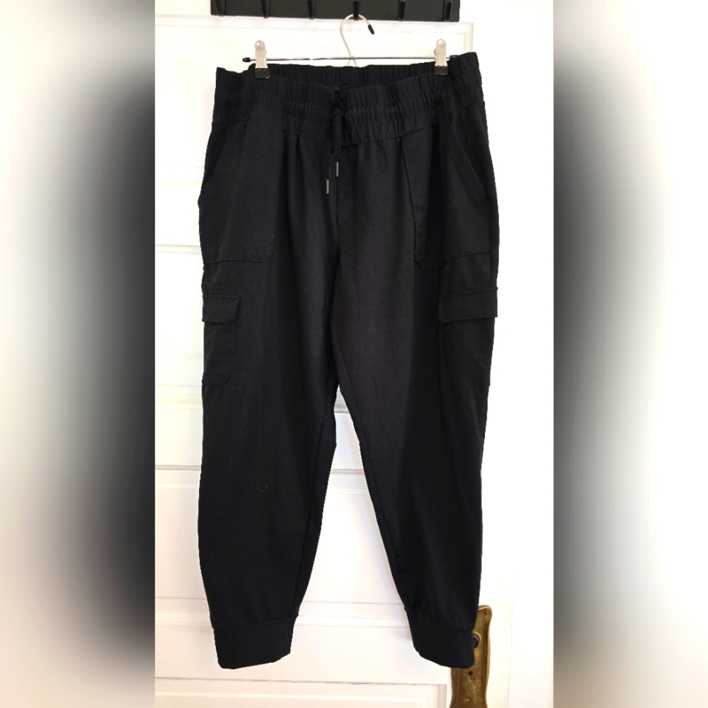 Mondetta Black Cargo Pants with Tapered Ankles, Jogger